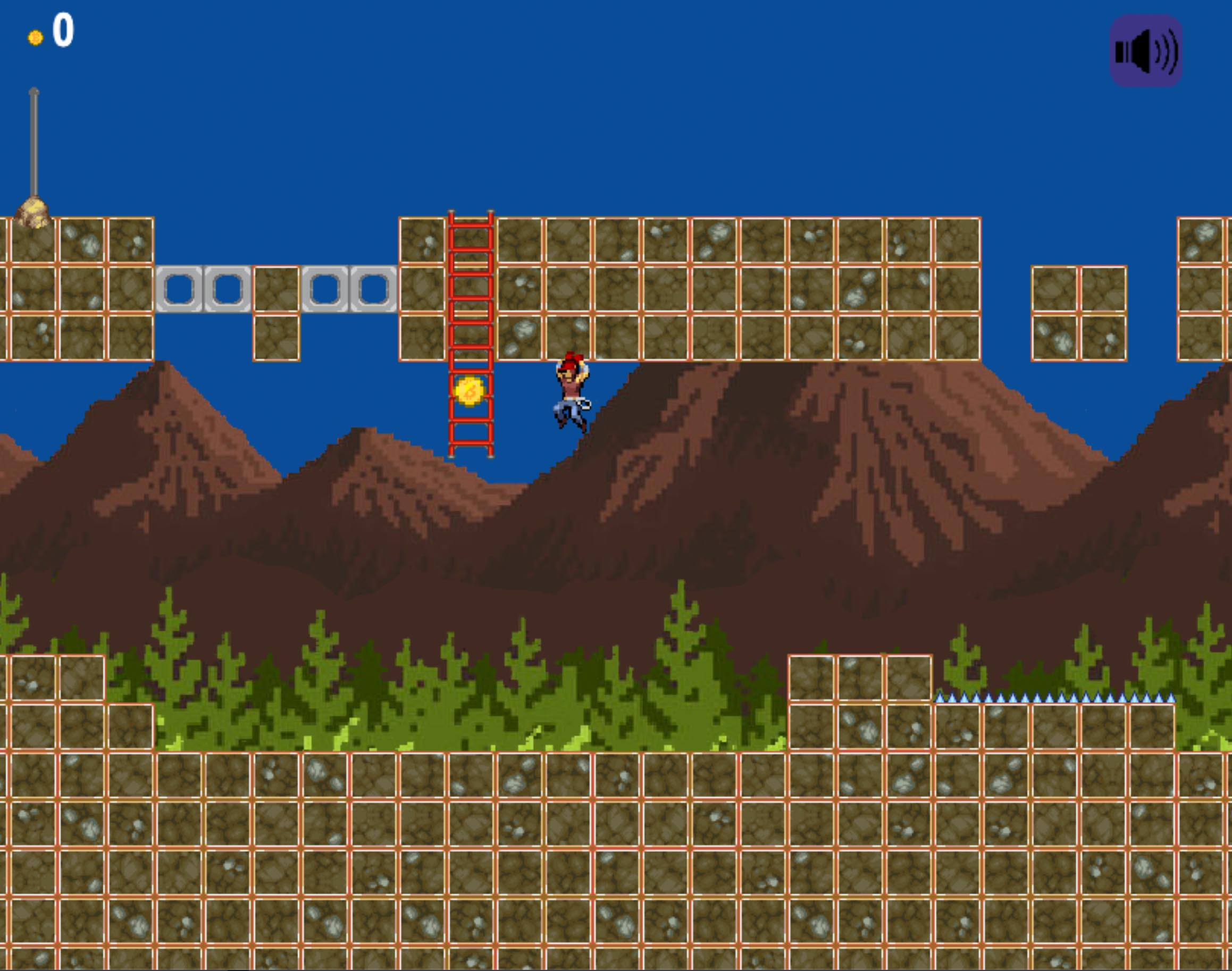 This is a screenshot from Context Clues Climber. The player is hanging from the ceiling and about to collect a coin.