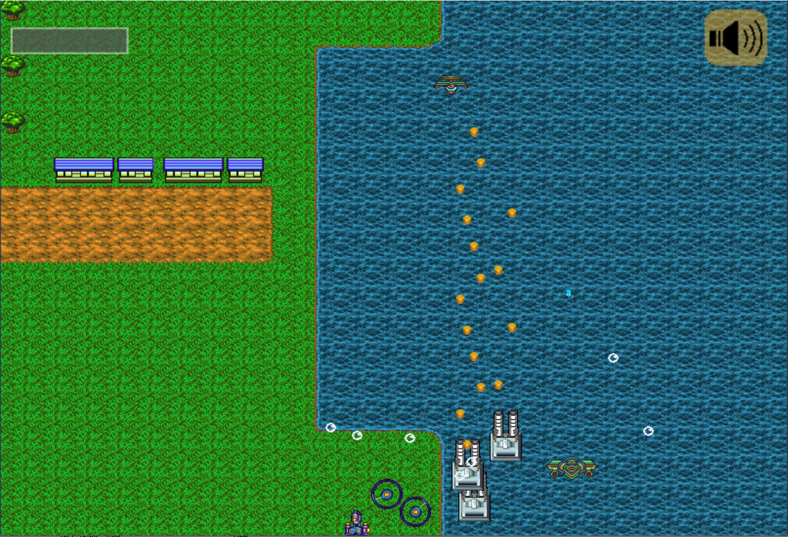 This is a screenshot from Viewpoint Pilot. The player is dropping automated cannons on a grassy plane.